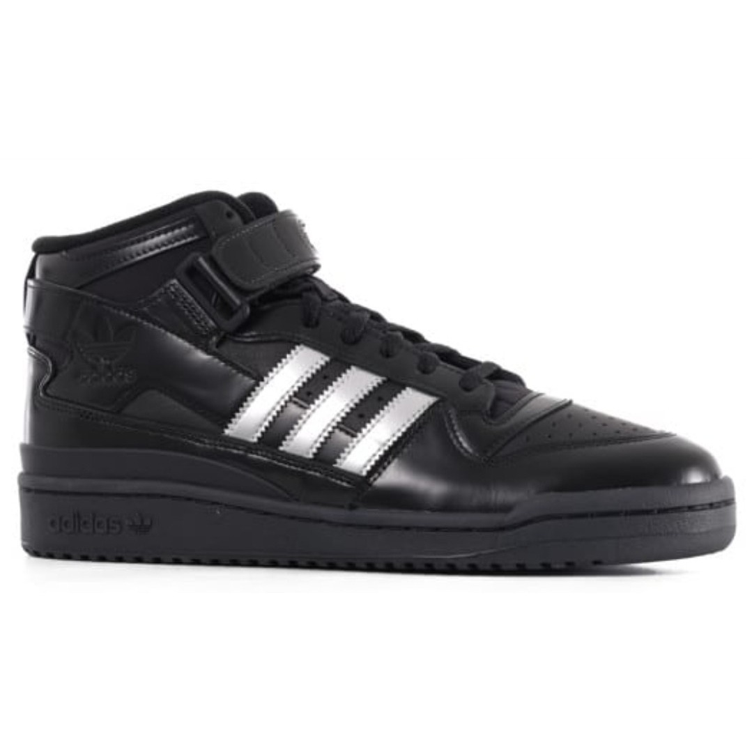 Adidas Men's Black Athletic High-Top Sneakers With Silver Stripes